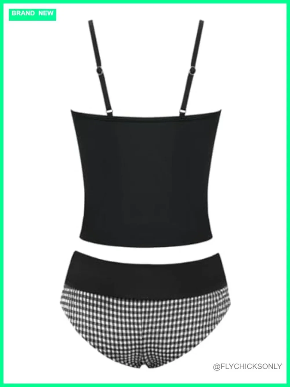 Smocked Lace Patchwork Bow Tie Side String Tankini Set Two Piece Swimsuit